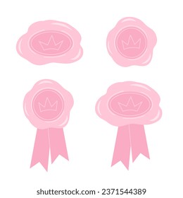 Royal stamp, seal set. Vector Illustration for printing, backgrounds, covers and packaging. Image can be used for greeting cards, posters, stickers and textile. Isolated on white background.