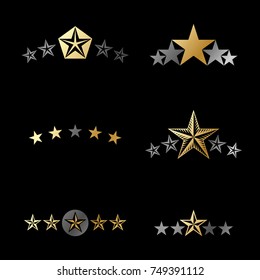 Royal Stars emblems elements set. Heraldic Coat of Arms decorative logos isolated vector illustrations collection.