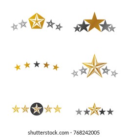 Royal Stars emblems elements set. Heraldic Coat of Arms decorative logos isolated vector illustrations collection.