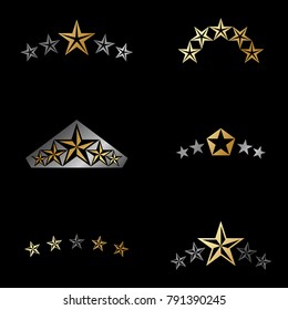Royal Stars emblems elements set. Heraldic Coat of Arms decorative logos isolated vector illustrations collection.