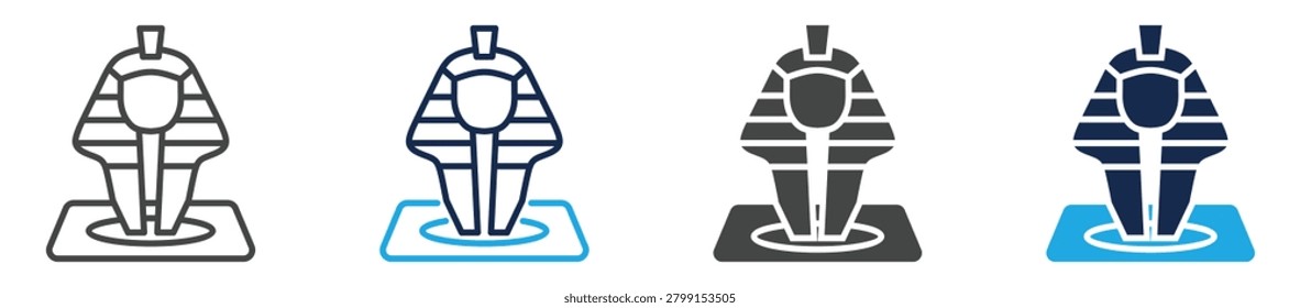 royal statue icon set multiple concept