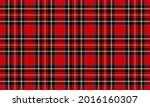 Royal Stewart tartan plaid. Horizontal plaid pattern. Scottish traditional textile close-up.