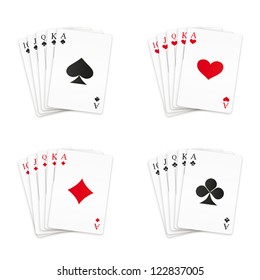 Royal Straight Flush Playing Cards Set. Vector Illustration