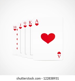 Royal straight flush playing cards. Vector illustration