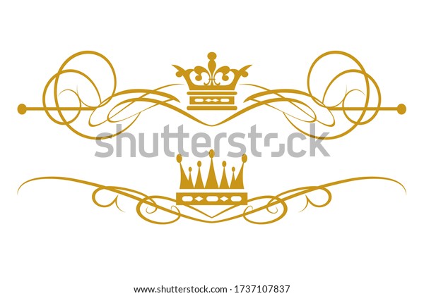 Royal Style Design Elements Gold On White\
Background, Vector\
Graphics