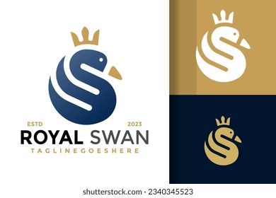 Royal swan letter s logo design vector symbol icon illustration