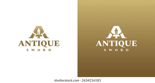 royal sword a letter logo vector