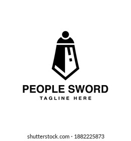 Royal sword logo design for war and people symbol. Vector graphics for business, company or brand