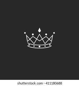 Royal symbol icon, monogram crown logo, beauty tiara princess, medieval king coronation emblem