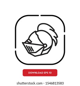 Royal symbol, knight helmet outline vector icon