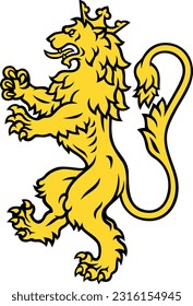 Royal Symbol Lion Standing Up with Crown