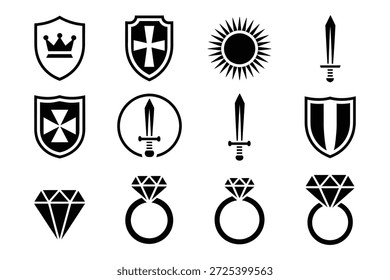 Símbolos reales y corona de escudo de armas