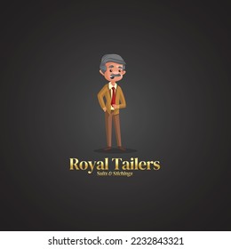 Royal tailers suits and stichings vector mascot logo template.