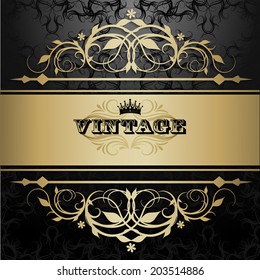 Royal template with ornate background and golden swirls