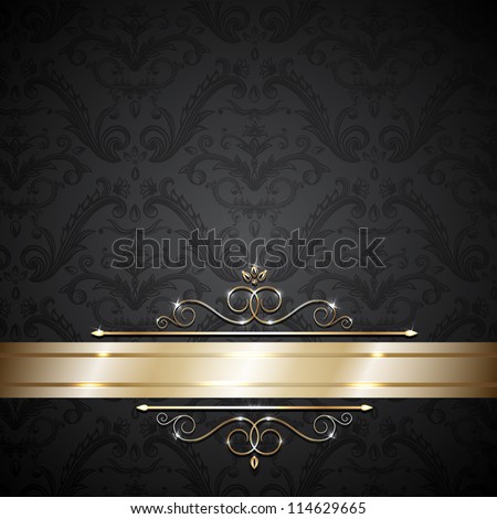 Royal template with ornate background and golden swirls