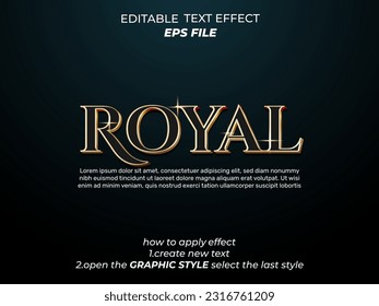 royal text effect, font editable, typography, 3d text. vector template