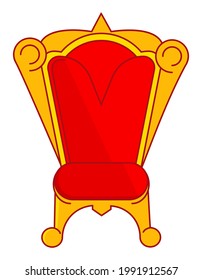 Royal throne in flat style. Red and gold king chair.