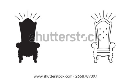 Royal throne icon outline and filled with transparent background