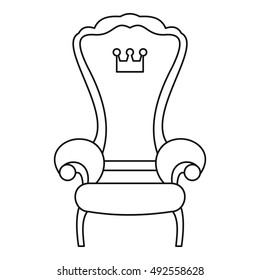 Royal throne icon in outline style on a white background vector illustration