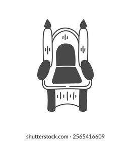 Royal Throne Illustration. Hand drawn medieval chair for king and queen. Outline vector art.