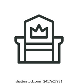 Royal throne isolated icon, king chair vector symbol with editable stroke