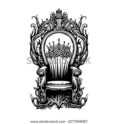 royal throne line art hand drawn illustration