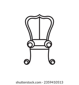 Royal throne outline icon.King throne simple line vector icon. Symbol flat illustration on white bakground..eps