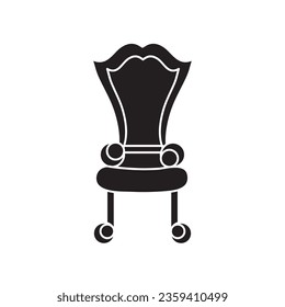 Royal throne symbol, King throne simple filed icon illustration on white background..eps