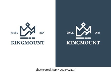 Royal Travel, Mountain King, Crown Logo Vector, vintage classic concept