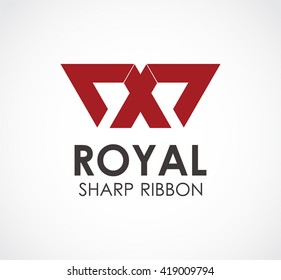 Royal triangle of sharp ribbon abstract vector and logo design or template minimal business icon of company identity symbol concept