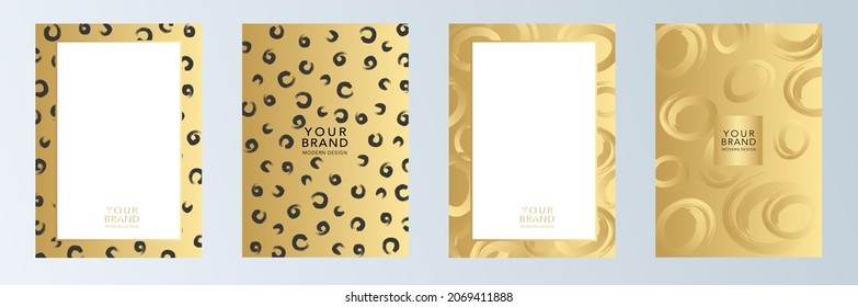 Royal vector cover design set with gold abstract grunge texture, black textured background. Premium design for Gift card, certificate, Voucher, VIP Invitation template, luxurious menu, catalog
