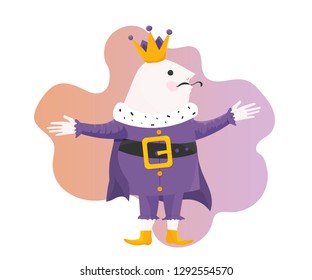Royal Vector Illustration in a cartoon style: his majesty the King isolated. Happy Medieval German King with Mustache.