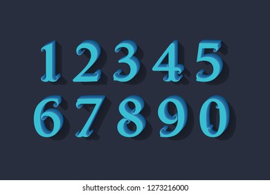 Royal vector numbers in 3d vintage style.