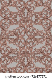 Royal victorian pattern ornament. Vector Rich baroque backgrounds. Bronze