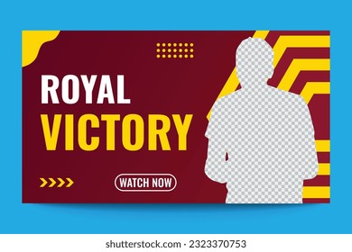 Royal victory gaming thumbnail and web banner editable vector template