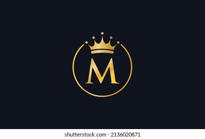 Royal Vintage Golden Jewel Crown Vector And Gold Crown Logo, Art And Symbol With The Letter M And Alphabets