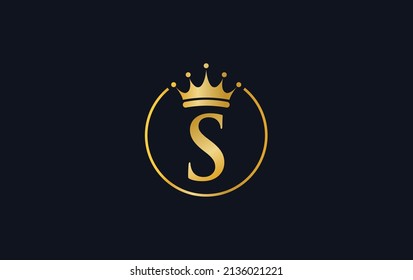 Royal vintage golden jewel crown vector and gold crown logo, art and symbol with the letter S and alphabets