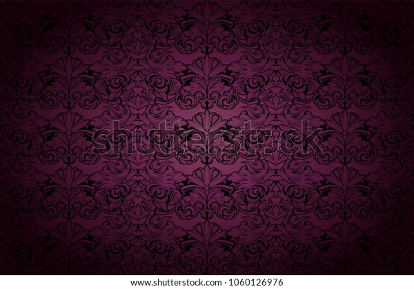 暗い紫と黒の背景にロイヤル ビンテージ ゴシック クラシックバロック ロコの装飾 のベクター画像素材 ロイヤリティフリー