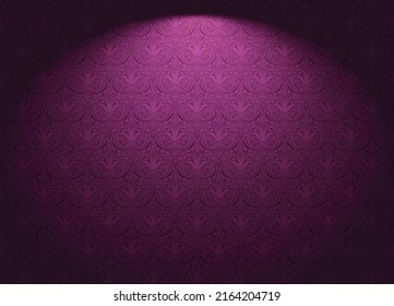 Royal, vintage, Gothic horizontal background in dark violet, marsala, purple with a classic antique ornament, Rococo. Vector illustration