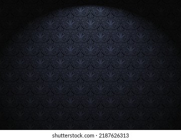 Royal, vintage, Gothic horizontal background in black with a classic antique ornament, Rococo. Vector illustration