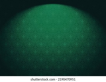 Royal, vintage, Gothic horizontal background in green with a classic antique ornament, Rococo. Vector illustration