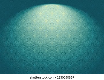 Royal, vintage, Gothic horizontal background in turquoise,aqua blue with a classic antique ornament, Rococo. Vector illustration