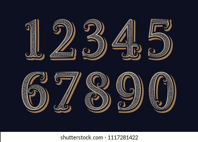 Royal Vintage Numbers In Victorian Classic Style.