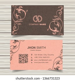 royal vintage pink business card template