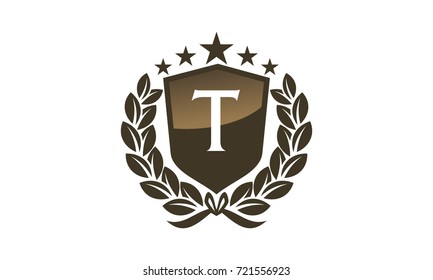 Royal VIP Shield Leaf Initial T