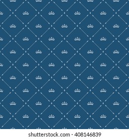 Royal Wallpaper Seamless Pattern With Crown And Decorative Elements. Luxury Background