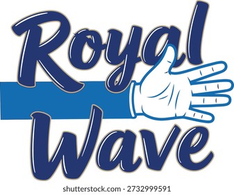 Royal Wave slogan typography t-shirt design vector illustration for british royalty London culture history national pride and vintage style on transparent background.