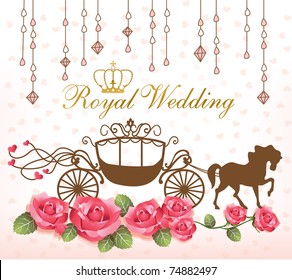 royal wedding with carriage horse & rose