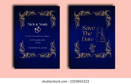 Royal wedding invitation card design template. Royal red wedding card design template. Indian wedding card design template. 