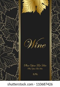 royal wine black menu with gold leaf
